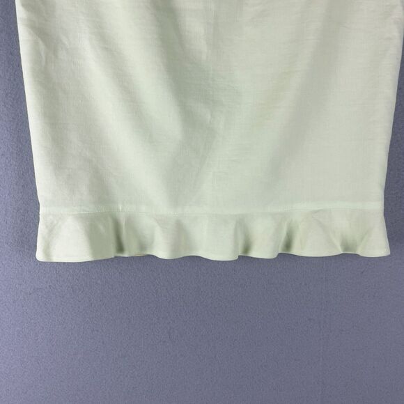 Elie Tahari Ruth Linen Blend Skirt Women 8 Green Ruffle Pencil Career Office NWT - Picture 3 of 16